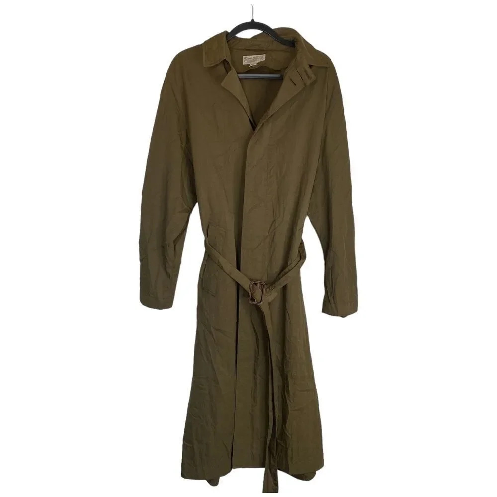 Vintage 1980s BANANA REPUBLIC Safari Trench Coat Olive Green Size Medium